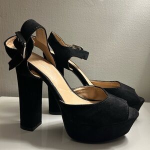 Candies black suede heel